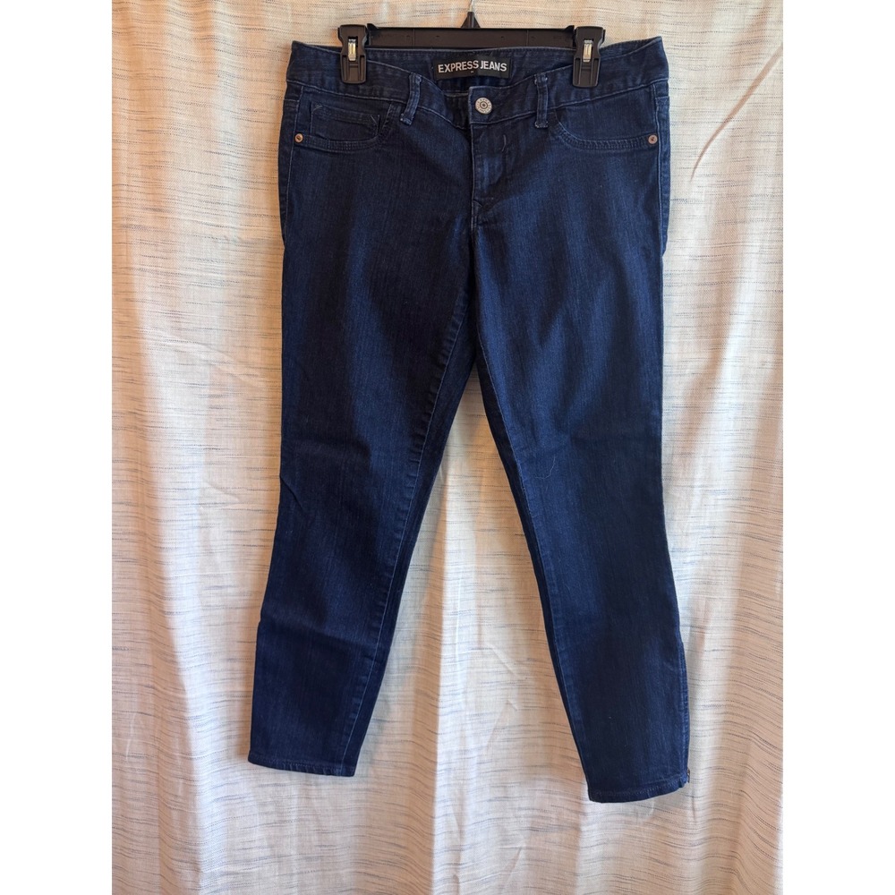 Express Stella Low Rise Ankle Legging Dark Wash Indigo Blue Size 10 Zip Hem